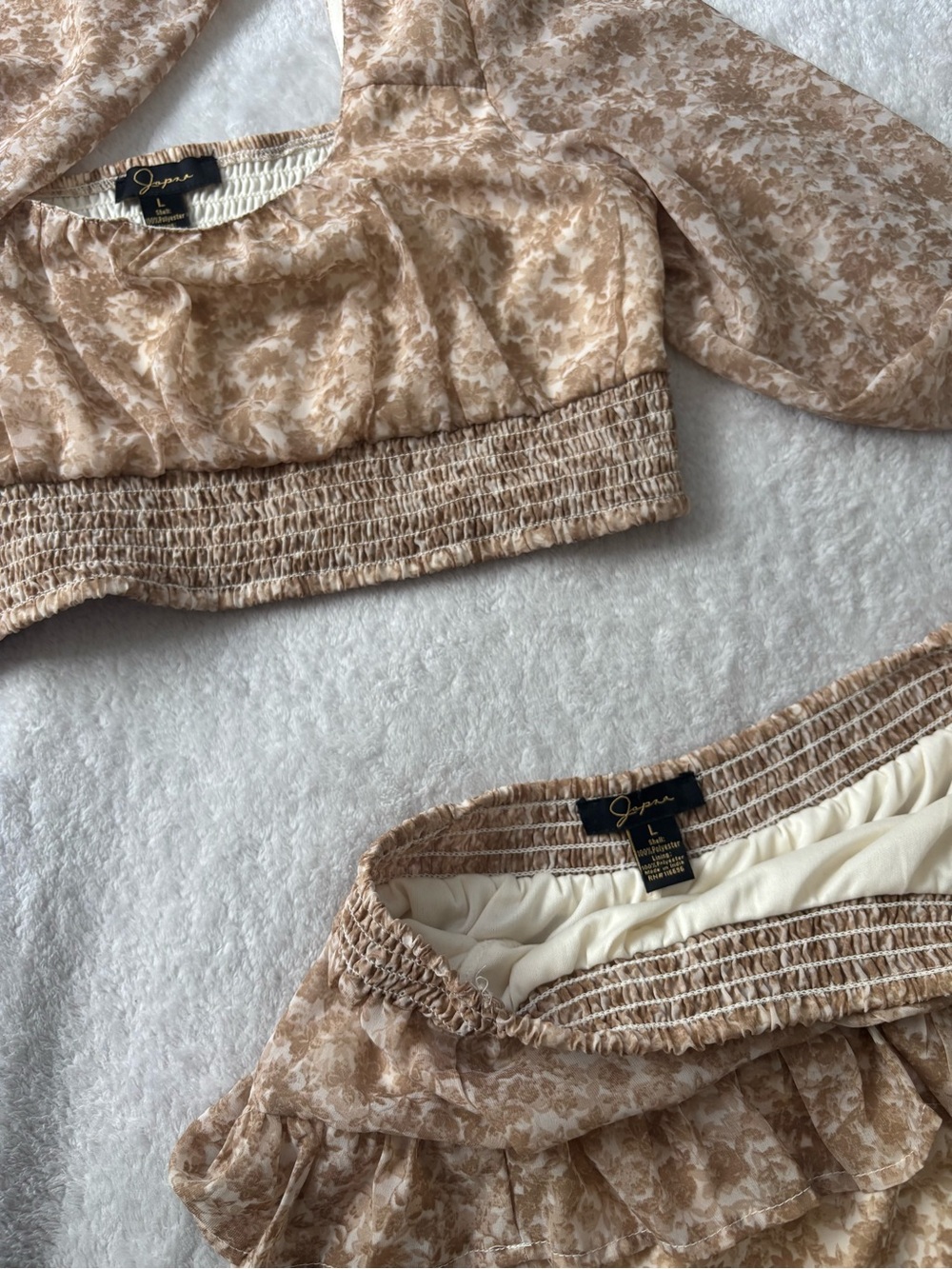 Beige Floral Ruffle Set - Picture 2 of 4